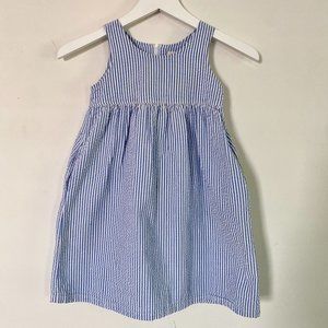 Adorable Little Girls Seersucker Dress, Size 6 Lands End